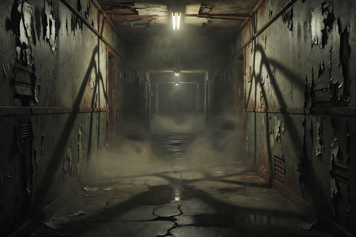 Foggy corridor representing Silent Hill 2 atmosphere